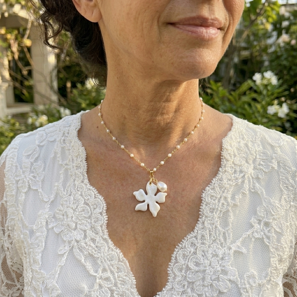 Collier daphné de perle douce